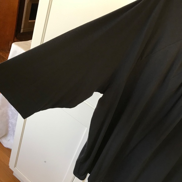 WOMAN WITHIN Shirred Neck Tunic Black 3/4 Sleeves Cotton Women’s Plus Size 4X - Picture 3 of 16